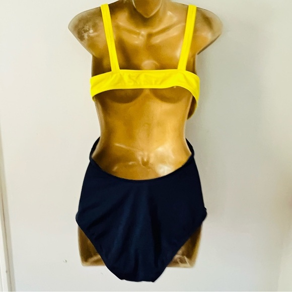 J.Crew Yellow & navy blue Colorblock One-Piece Swimsuit Classic Resort Chic - Picture 3 of 6